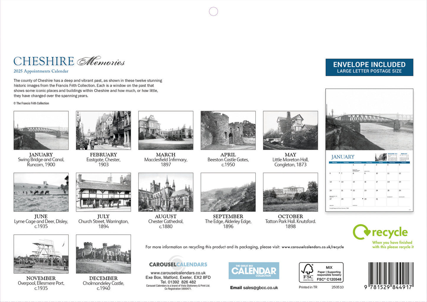 Cheshire Memories A4 Calendar  2025