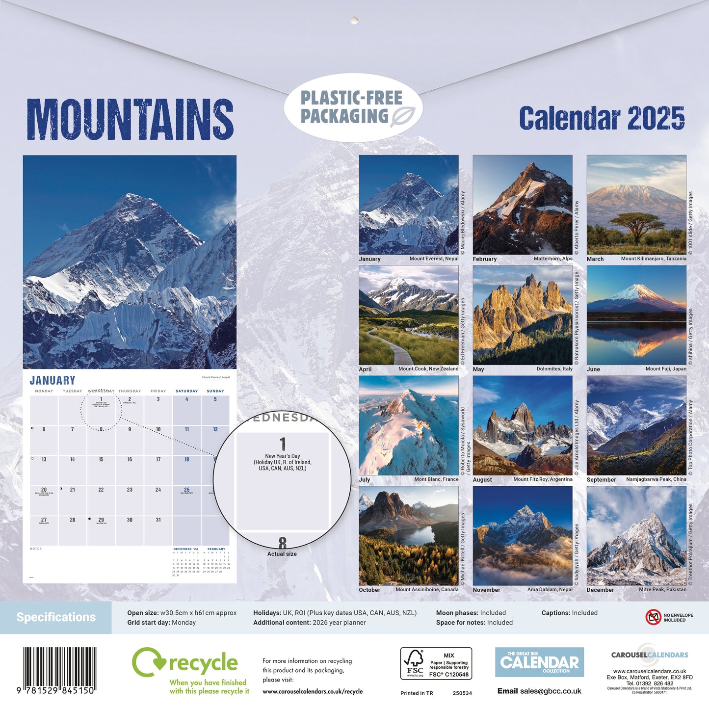 Mountains (PFP) Wall Calendar 2025