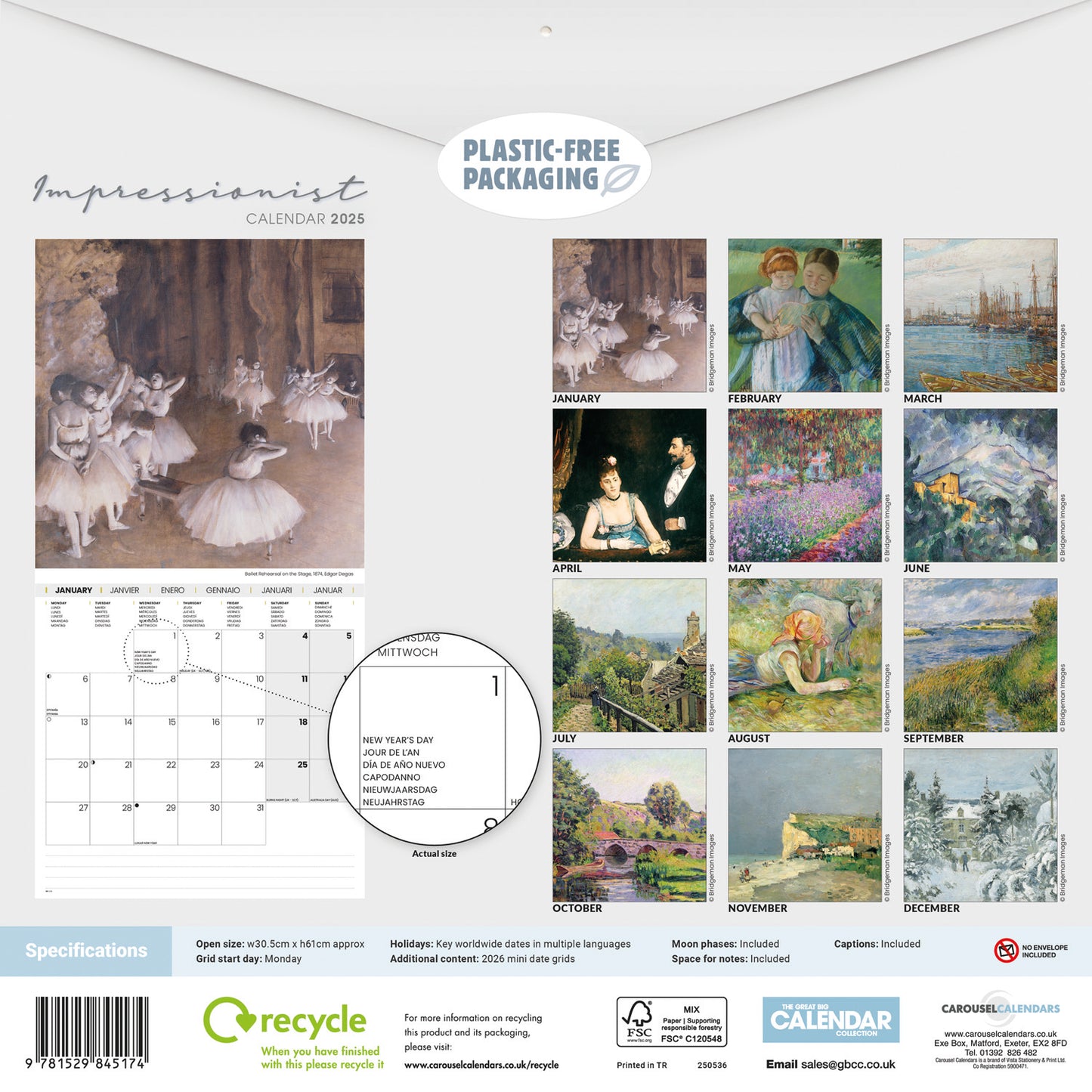 Impressionist (PFP) Wall Calendar 2025