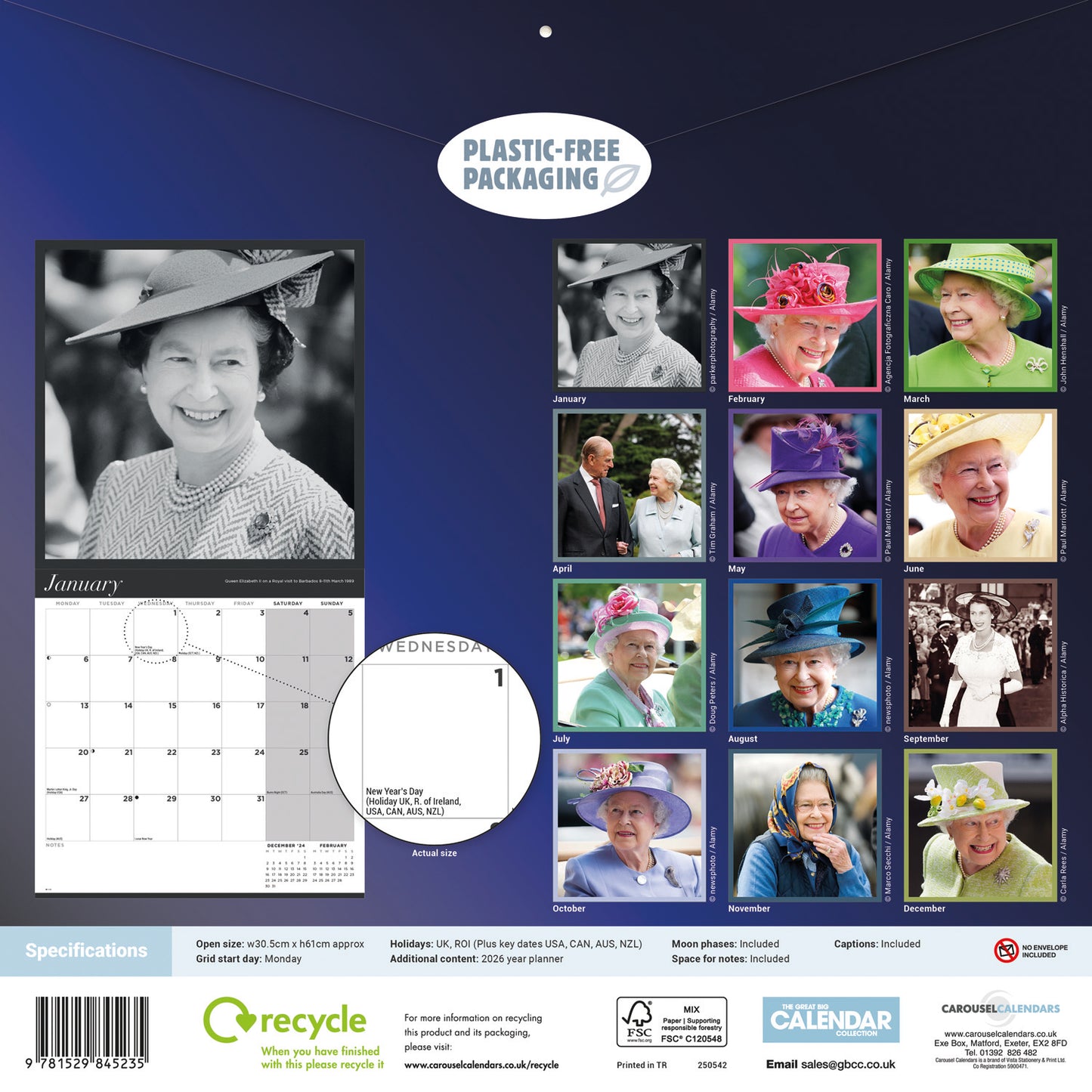 Queen Elizabeth II Wall Calendar 2025