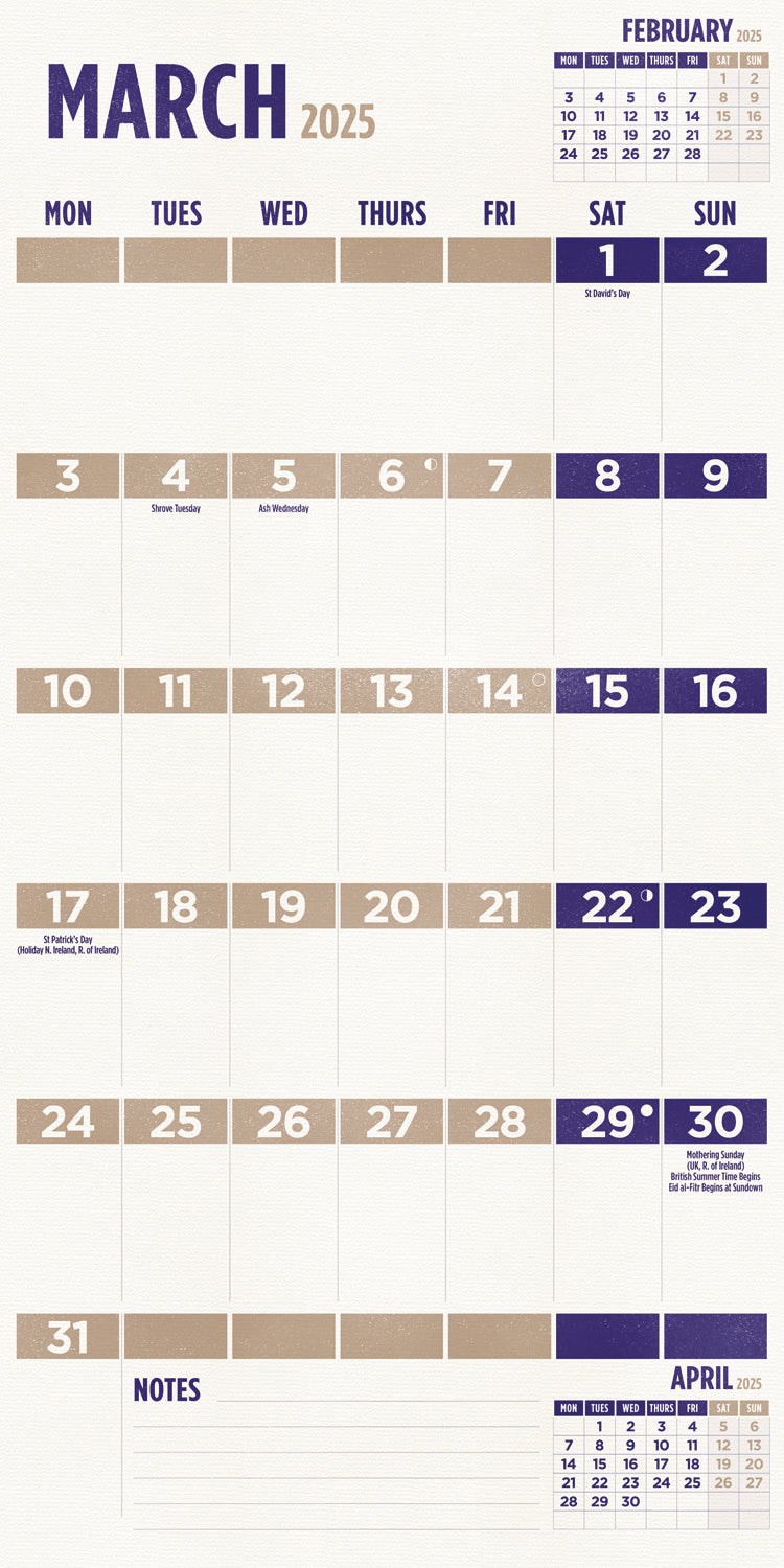 Large Type (PFP) Wall Calendar 2025