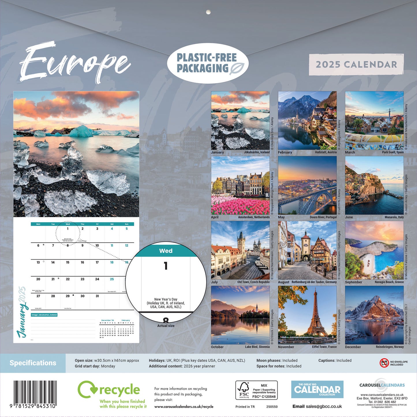 Europe (PFP) Wall Calendar 2025