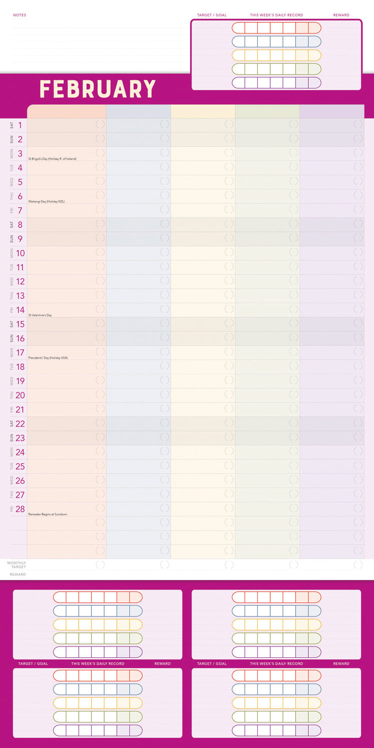 Family Reward Chart Organiser (PFP) Wall Calendar Planner 2025