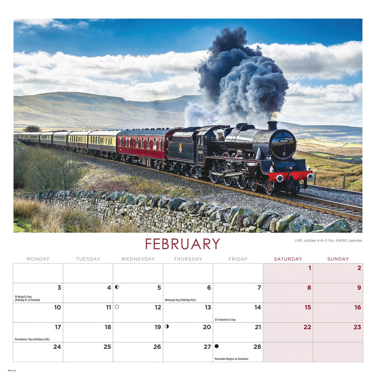 Country Railways Wiro Wall Calendar 2025