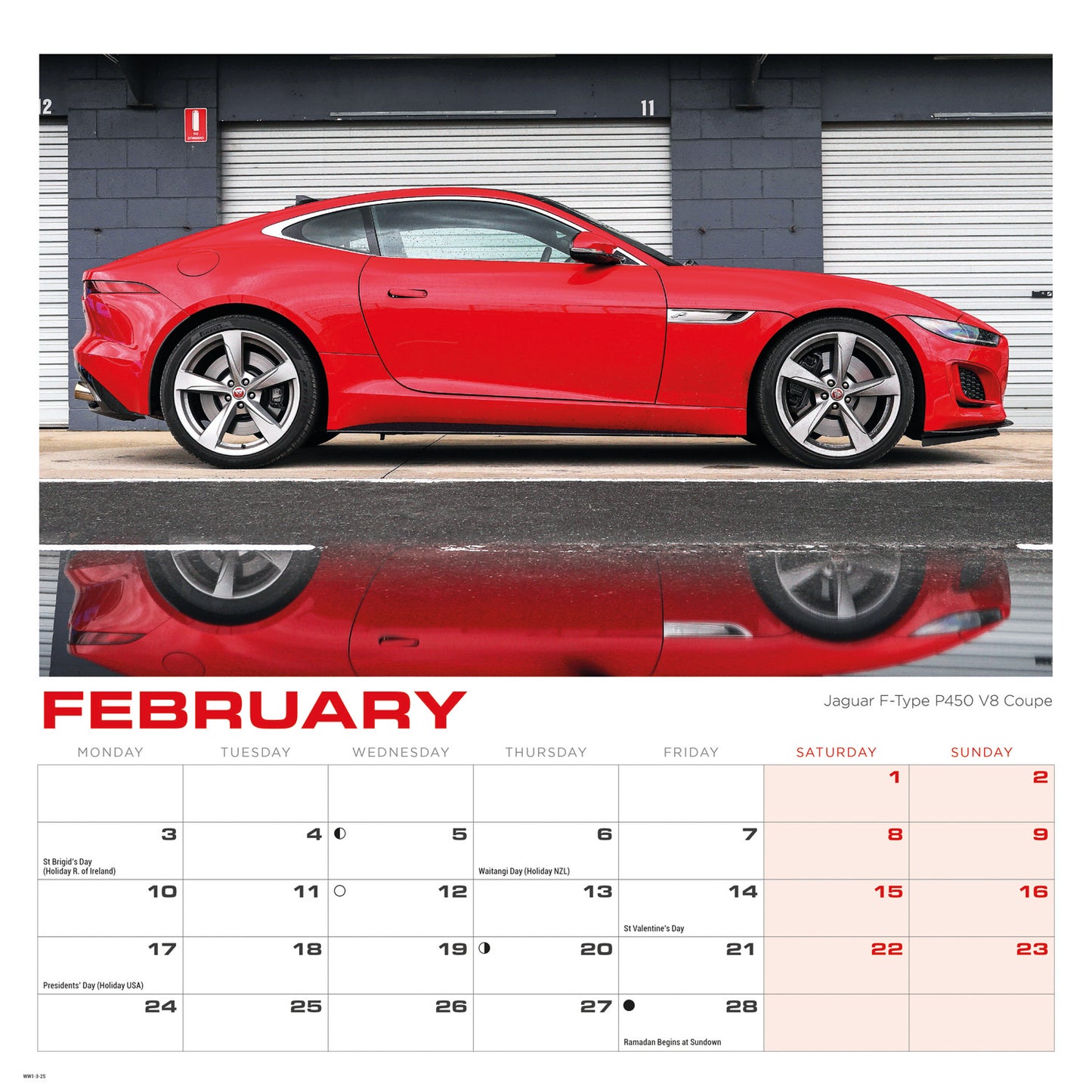 Dream Cars Wiro Wall Calendar 2025