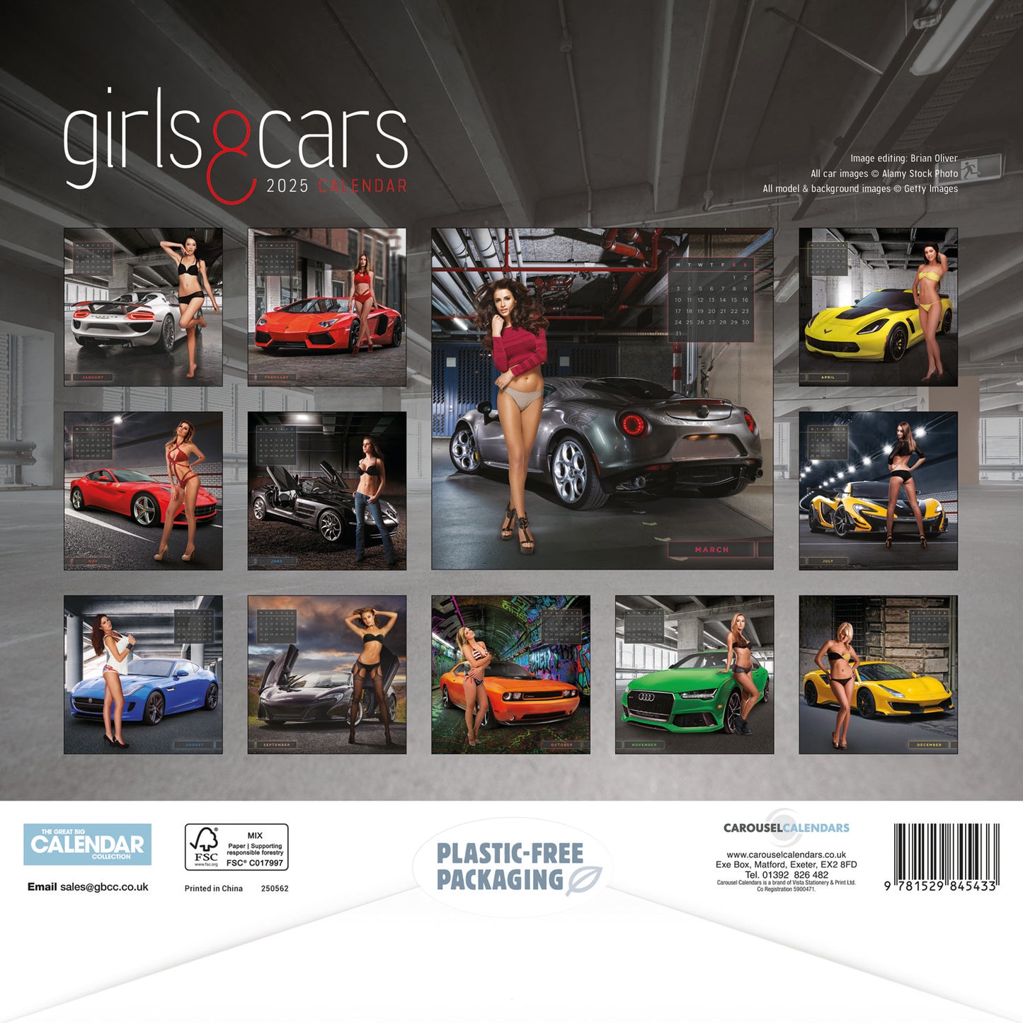 Girls & Cars Wiro Wall Calendar 2025