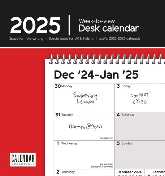 Essential WTV Desk Easel Calendar (R&B) 2025