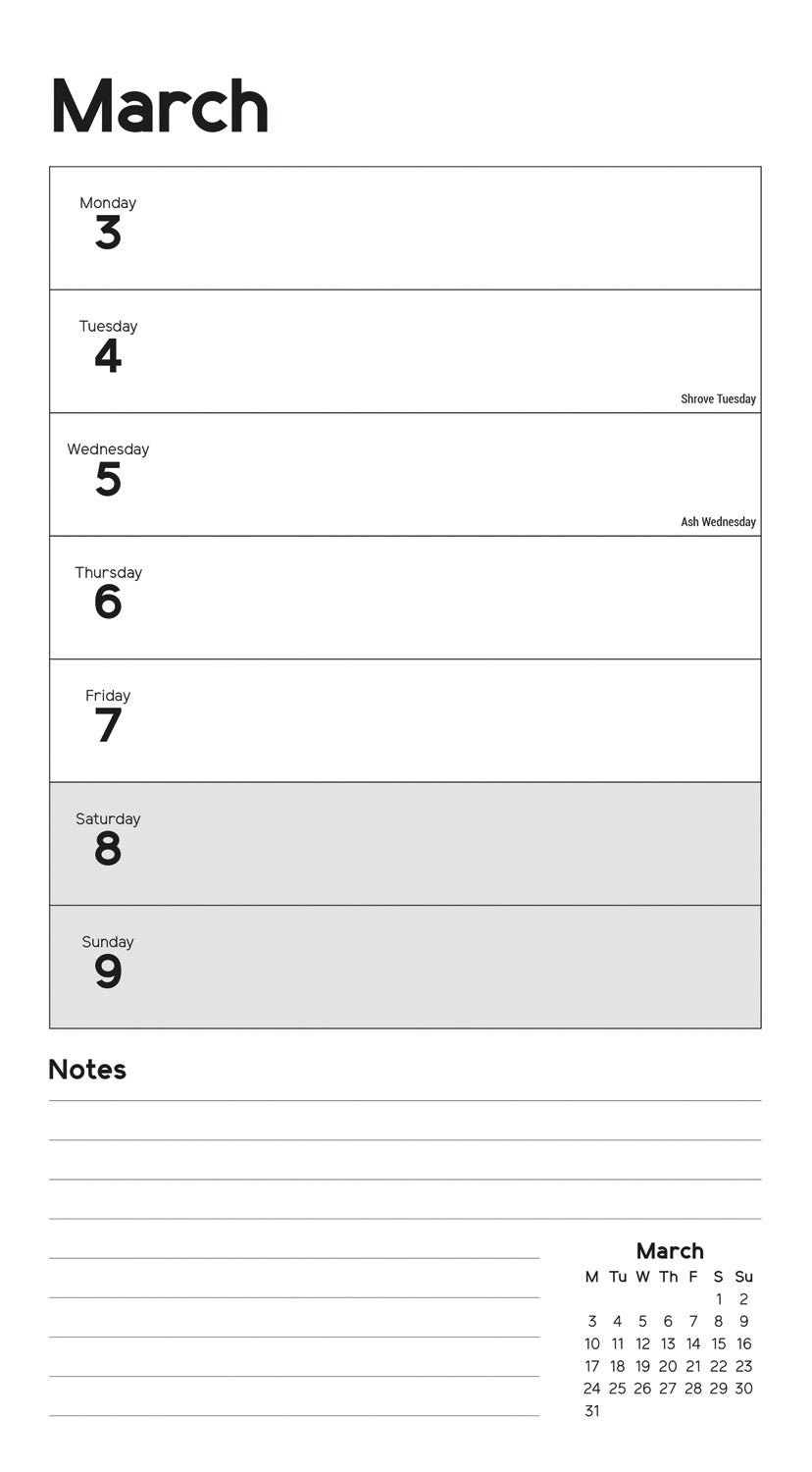 Essential WTV Stubby Slim Calendar (R&B) 2025