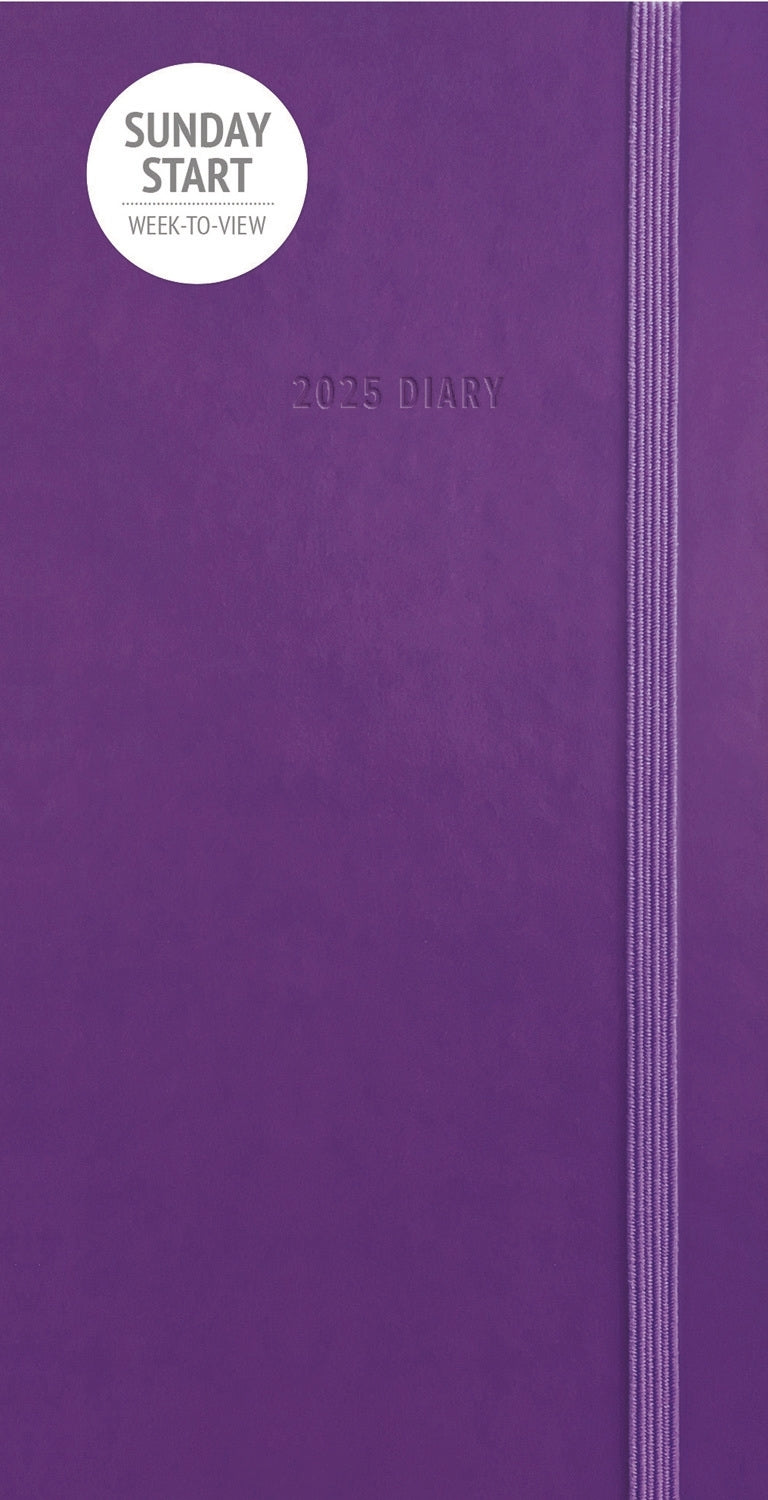 Fashion Diary Sunday Start Purple Soft Touch Slim Diary 2025