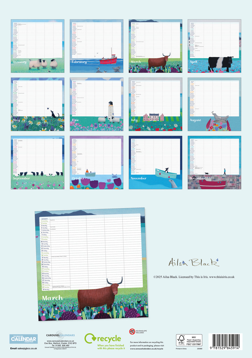 By The Sea, Family Organiser (PFP) Planner A3 Calendar 2025