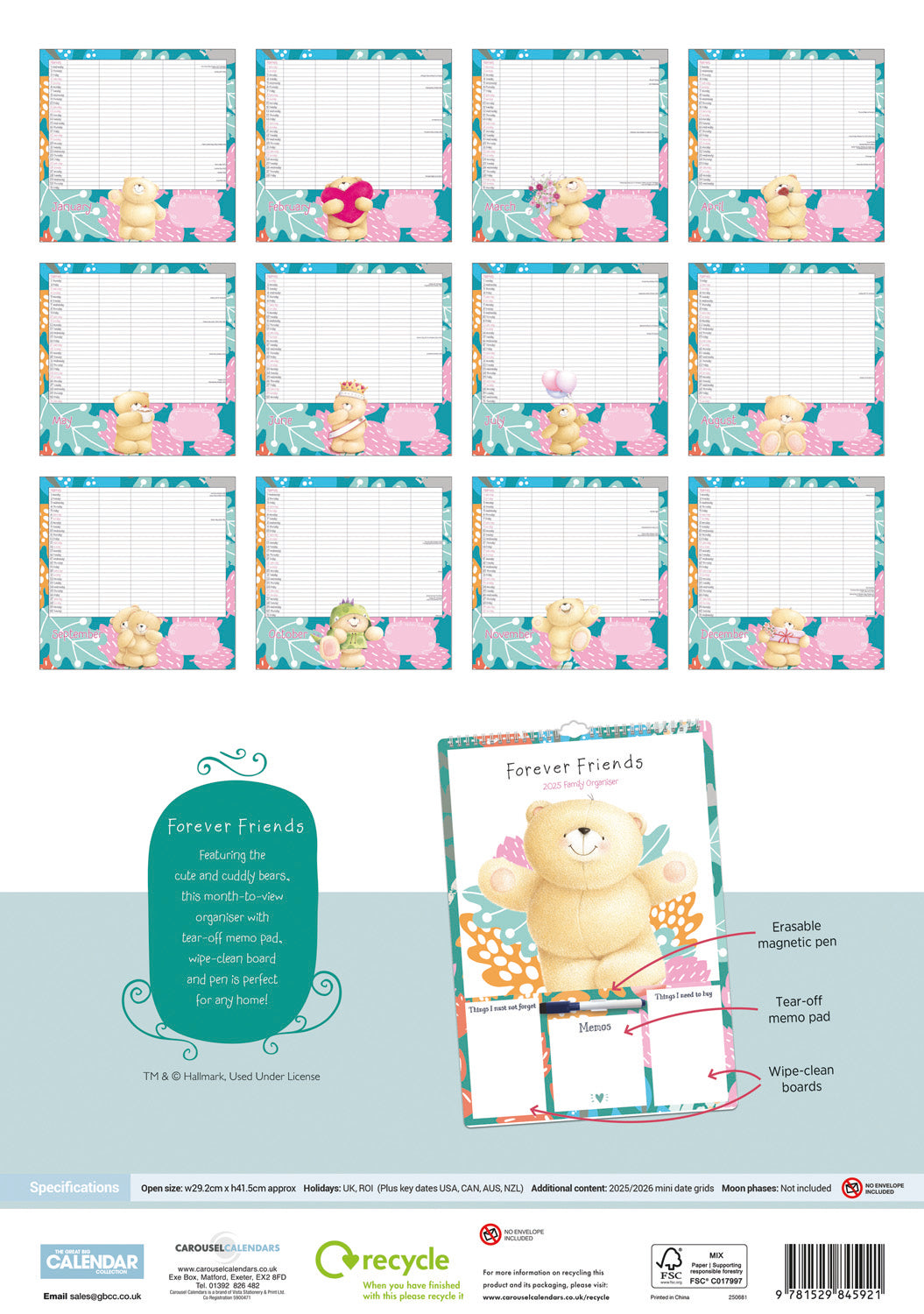 Forever Friends Mums Deluxe (PFP) Planner A3 Calendar 2025