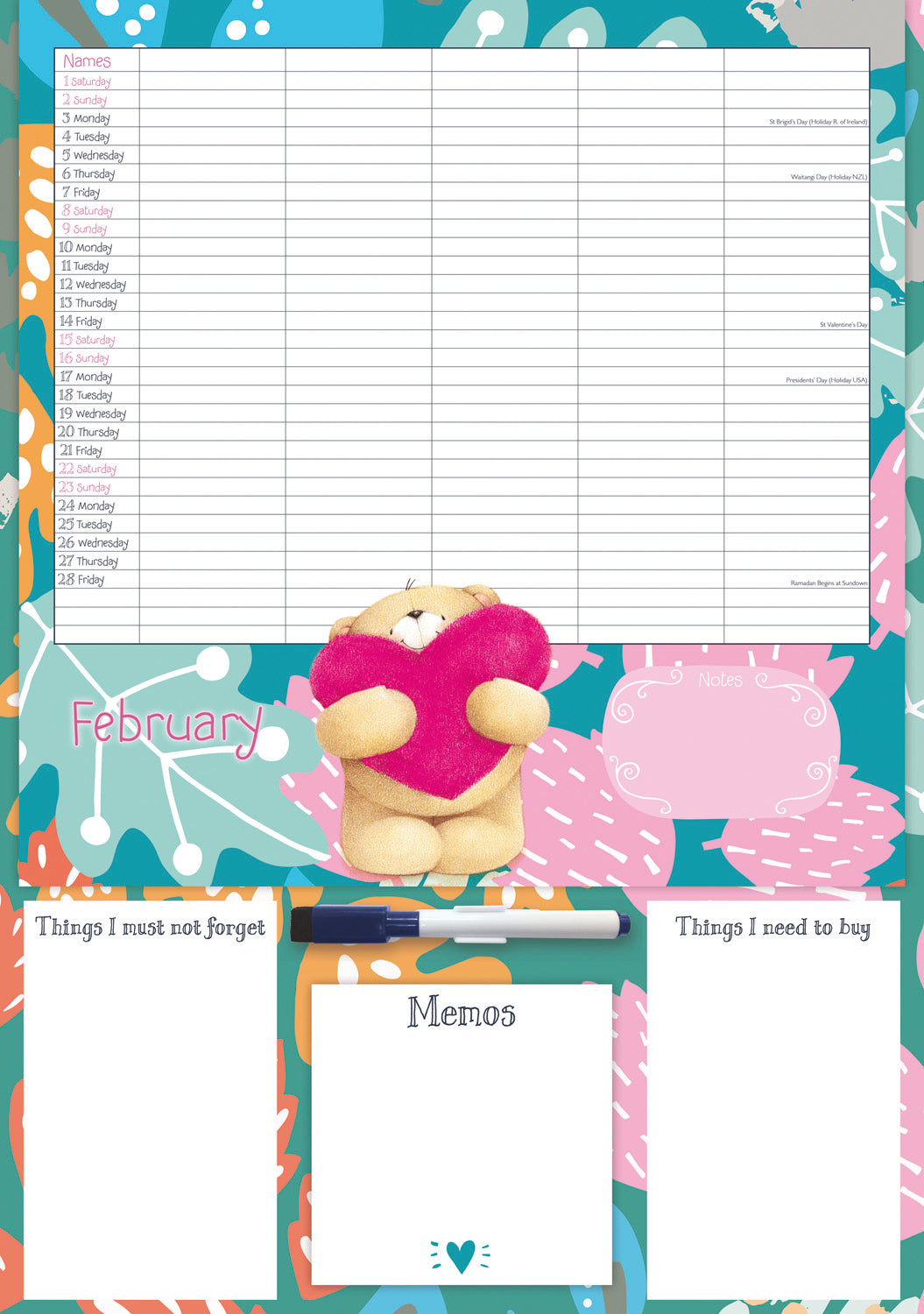 Forever Friends Mums Deluxe (PFP) Planner A3 Calendar 2025