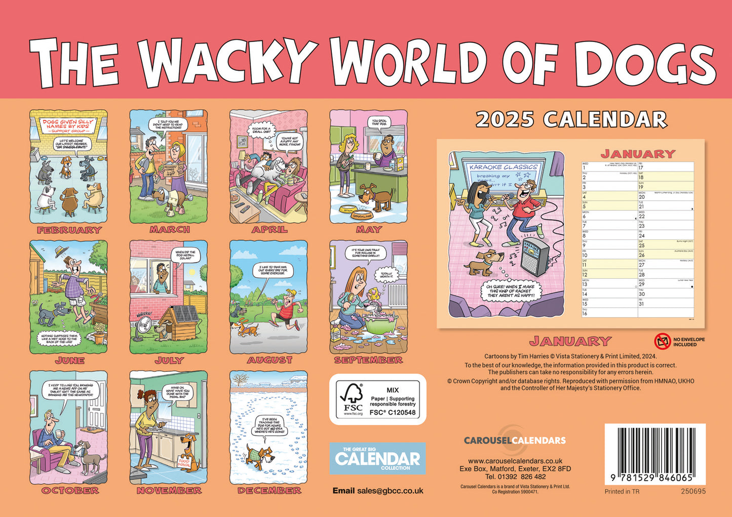 Dogs, Wacky World A4 Calendar 2025