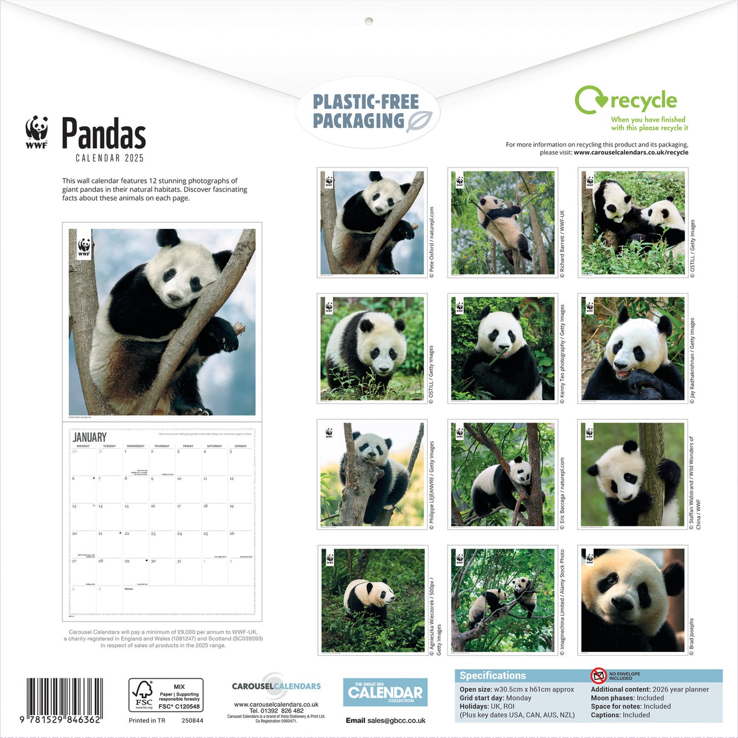 WWF Pandas (PFP) Wall Calendar 2025