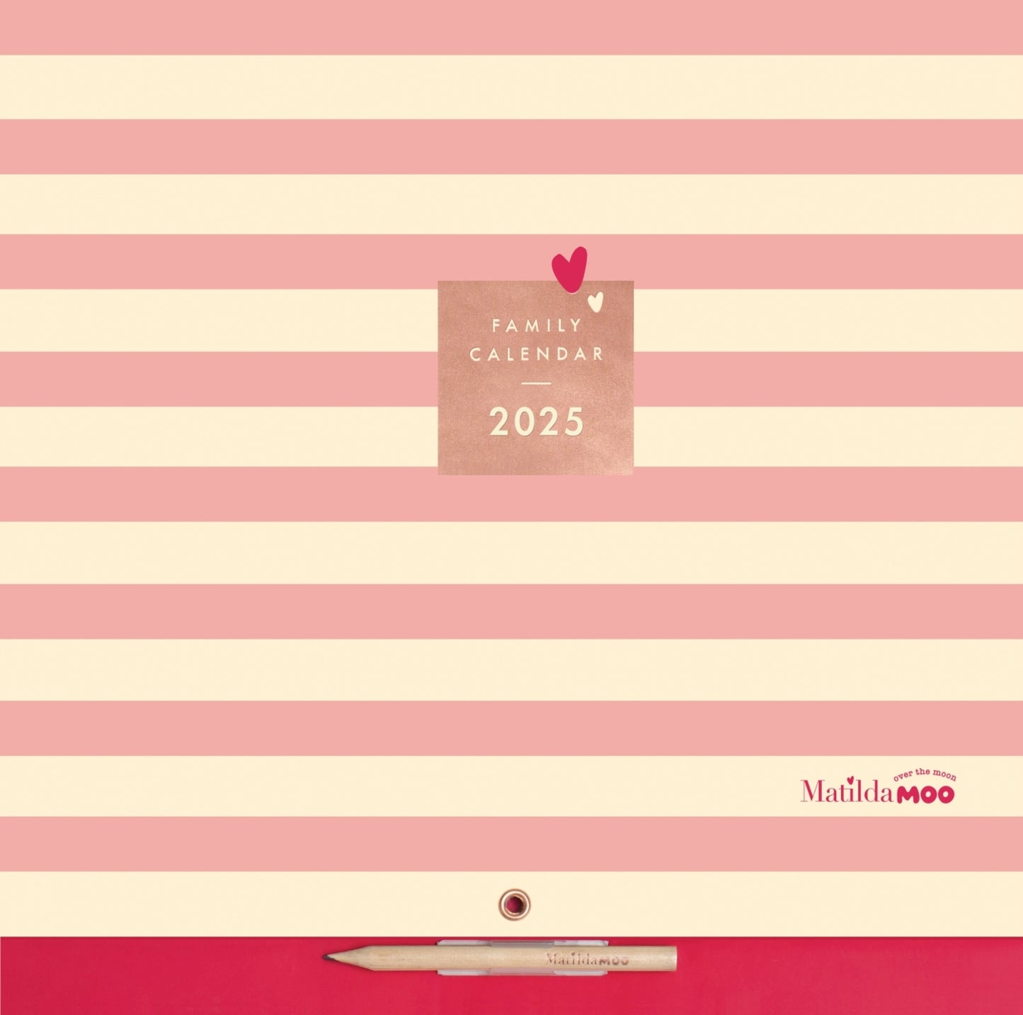 Matilda Moo Striped Pink Wall Calendar Planner 2025